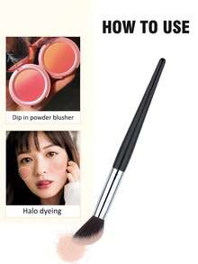 1pc Soft & Fine Multi-Functional Makeup Brush Set, Suitable For Makeup Beginners, Includes Blush, Foundation, Concealer, Contour, Essential Makeup Tools - black silver - View 2