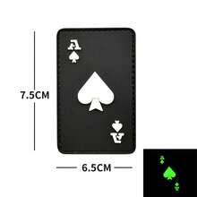 1pc Black Spade A Pattern PVC Glow-In-The-Dark Patch Sticker, With Hook Backing, Suitable For Bag, Backpack, Vest And Clothing Decoration Embroidery Patch