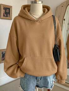 Sudadera hoodie sweatshirt dama mujer gorro capucha manga larga estampado California Los Angeles 89 otoño invierno - CAMEL N - Ver 2