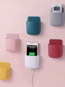 1 Piece Convenient And Multifunctional Wall Mounted Storage Box - Adhesive Plastic Box For Mobile Phones, Remote Controls, Etc. - Very Suitable For Home Organization And Storage Shelves