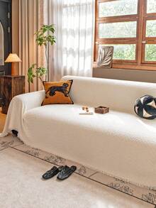 1 tấm phủ ghế sofa bằng vải jacquard chenille, bọc ghế sofa, bảo vệ ghế sofa, chống trượt/chống bụi/chống thú cưng, phù hợp với ghế sofa hình chữ L và ghế sofa 1/2/3/4 chỗ ngồi, sử dụng được quanh năm (bán riêng) - Màu be - Xem 9