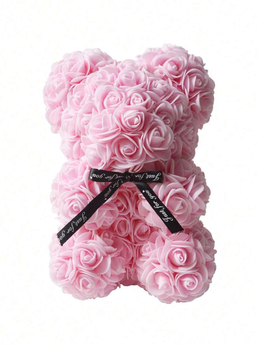 1 Urso de Rosas Artificiais - Presente para o Dia dos Namorados, Urso de Pelúcia com Rosas - Presente Romântico e Fofo para Aniversário, Dia das Mães - Vários Estilos e Cores (Sem Caixa de Presente) - Urso de Dia dos Namorados Multicolorido - Ver 1