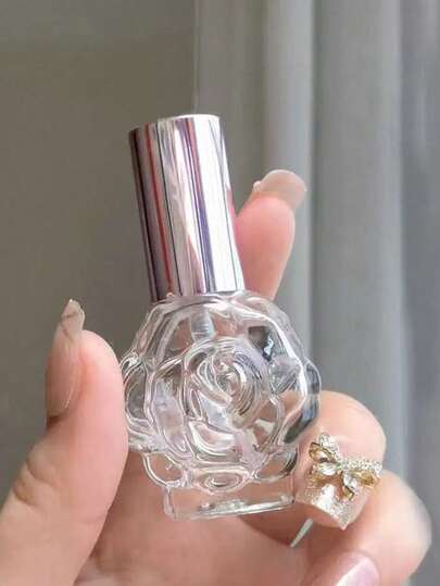 4pcs/1pc 10ml Rose Flower Spray Perfume Bottle, Glass Empty Bottles For Refilling, Portable Fragrance Bottles