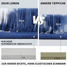 Sour Lemon Rugs Living Room Large Striped Area Rug For Bedroom, Washable Rug Anti Slip, Extra Large Fluffy Shaggy Rugs Modern Floor Carpets Mat Beside Carpet For Living Room, Bedroom,Home Decor - Waves Of Blue and White - View 5