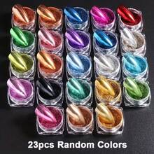 23pcs Chrome Metal Nail Art Christmas Pink Set, Y2K Mirror Glitter Nail Decoration Accessories - Nhiều màu - Xem 2