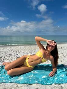 Traje De Baño Mujer Tankini Bikini Swimsuits Push Up Bikini Strapless Sleeveless Flower Print Tube Tops With Thong 2 Pcs Bathing Suit Swimwear - 黃色 - 查看 4