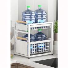 Heavy-Duty Sink Organizer – Adjustable Double-Layer Iron Cabinet Rack, Space-Saving Kitchen Shelf for Drying Dishes, Sturdy Frame, Sink Storage Rack, Sink Organizer, Sink Storage and Organization Rack, Dish Drying - Blanco - Ver 3
