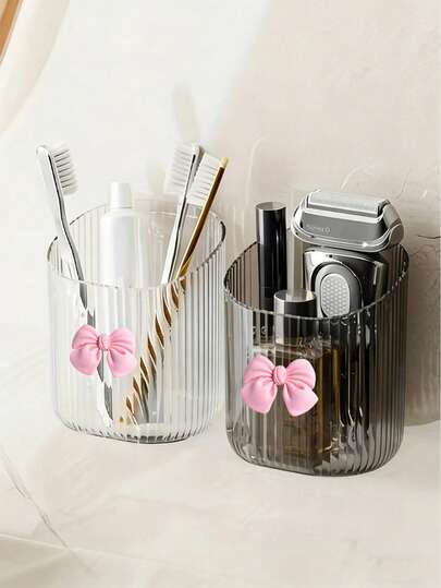 Organizador de taza montado en la pared - Almacenamiento multiusos para baño y cocina, portacepillos de dientes impermeable, portacepillos de dientes montado en la pared, portacepillos de dientes para la pared, soporte de pared para cepillos de dientes, accesorio de baño, soporte para cepillos, soporte para cepillo de dientes para baño, soporte para cepillo de dientes y pasta de dientes, soporte para cepillo de dientes sin taladrar, cepillo de dientes, estantería ahorradora de espacio, para el lavabo, baño, organización de encimera