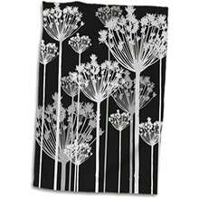 3D - Toalla de Mano contemporánea de Diente de león Negro, Blanco y Gris, 15 x 22 Pulgadas, Multicolor(22.00" x 15.00") - Multicolor - Ver 5