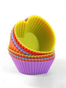 1 Set Of 10 Assorted Color Silicone Muffin/Cupcake Baking Molds - Multicolor - View 4