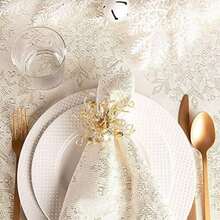 DII - Mesa de Comedor de Lino metálico Brillante, Juego de servilletas, 20 x 20 Pulgadas, Copos de Nieve Jacquard, 6 Piezas(Copos de nieve Jacquard Servilleta) - Multicolor - Ver 8