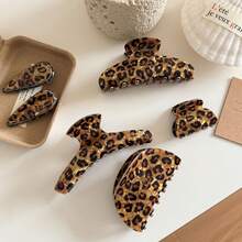 1个法式粉色豹纹发爪夹，时尚高端简约别致发夹，金色箔片点缀，适合作为情人节礼物，女士发饰时尚发夹 - 粉色 - 查看 2