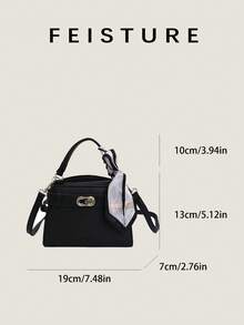 1pc New Women's Silk Scarf Handbag, Retro Shoulder Crossbody Bag, Suitable For Daily Outings, Dates, Commuting - Black - View 3