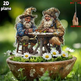Charming Dwarf Drinking Garden - Acrylic Outdoor Decor, Perfect For Flower Pots & Lawns, Ideal Family Gift