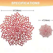 6/12pcs Gold Flower Round Placemats, 15inch, PVC Material 3.94inch Round Hollow Flower Coasters, Washable, Easy To Clean, Wipe-Able, Non-Slip, Heat-Resistant, For Room Decor, Dining Table Decor, Home Decor, Suitable For Holidays, Parties, Birthdays, Weddings And Dinners - Multicolor - View 4