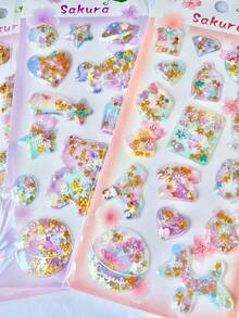 Shiny Cute Gold Sequin Stickers, Suitable For Phone Cases, Notebooks, Crafts, Scrapbooking, Diaries, 3D Stickers, Graffiti Stickers, Glitter Crystal Stickers, Fun Decorative DIY Stickers - Multicolor - View 3