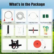 160FT Zip Line Kit With Stainless Steel Spring Brake – Corrosion/Rust/Break Resistant Outdoor Zip Line, Ideal For Backyard/Park/Camping/Playground/Party, Fun Outdoor Game For Kids & Adults, Durable Heavy-Duty Zip Line Set - Multicolor - View 6