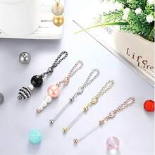 12pcs Beaded Pendant Charms With Handles, Blank Cup Accessories Suitable For Water Bottles, Bulk For Handmade Gifts, DIY Projects - Keychain - View 3