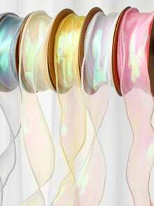 1 Roll - 4cm Pink, White, Blue, Purple Pearlescent Mermaid Tail Ribbon, Lace Ribbon, Cake Baking Packaging Ribbon, Daily Valentine's Day Mother's Day Gift Decoration Ribbon