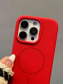 Luxury Fluorescent Liquid Silicone Phone Case, Compatible With IPhone 18 Pro Max 17 Air 16 15 14 13 12 17 Pro Max Plus, Magnetic Soft Shell - New Year Red - View 5