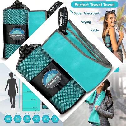 Youphoria Microfiber Travel Towel and Sports Towel - Ideal Quick Dry Towel for Travel, Camping, Beach, Backpacking, Gym, Sports, Swimming - Ultra Light, Fast Drying & Absorbent