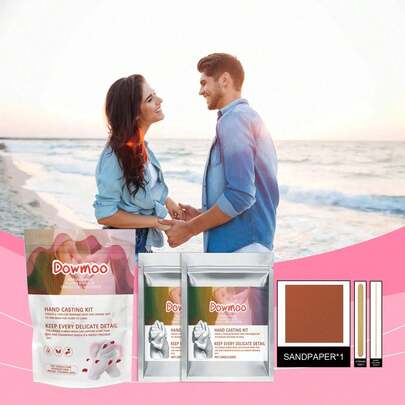 DOWMOO Bộ bột nặn thủ công ngày lễ tình nhân 200g/50g, Thích hợp cho các cặp đôi và gia đình, Bộ dụng cụ nặn thạch cao tự làm, Dùng để làm quà lưu niệm khó quên, Khuôn nặn thủ công, Cặp đôi