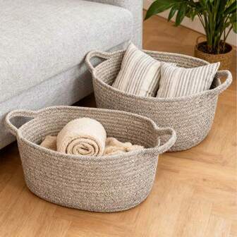 1个加厚可折叠大容量洗衣篮，脏衣服篮，毯子篮，手工编织收纳篮，可用于存放衣物、毯子、枕头、玩具、配件等，适用于卧室、洗衣房、走廊，是万圣节、圣诞节的理想礼物。