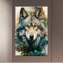 1 pieza Cartel de arte de pared de lienzo del Rey Lobo Espíritu Salvaje, obra de arte personalizada, decoración del hogar, pintura de lienzo sin marco