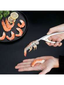 1pc Stainless Steel Shrimp Peeler Portable Shrimp Removal Clip Home Kitchen Tool Lobster Sheller Shrimps Back Opening Tools - Silvery - View 8