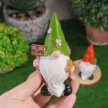 3Pcs St Patrick's Day Gnome Decor | Shamrock & Gold Design Resin Figurines | Lucky Irish Ornaments For Home Party Table Mantel Shelf Display - Multicolor - View 8