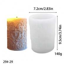 1个耶稣、圣母玛利亚、十字架圆柱形工艺蜡烛制作硅胶模具 - 白色 - 查看 8