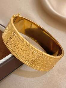 18K Gold Plated Stainless Steel Luxury Vintage Stackable Textured Geometric Mesh Braided Wide Bangle Bracelet Set, Suitable For Women, Mother's Gift, Christmas Carnival Winter Jewelry, Wedding/Party/Daily Accessories, Anniversary Valentine's Day Boho Jewelry, Bridesmaid Birthday Gift - Multicolor - View 6