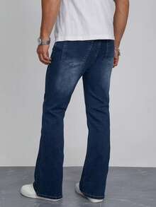 Men's Slim Fit Straight Leg Flare Jeans, Casual, Fashionable, Everyday Wear - Medium Wash - View 5