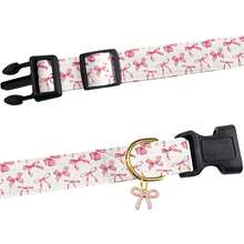 Cute Dog Collar With Bow Tie Pendant, Adjustable Soft Sweet Bow Print Pet Collar, Suitable For Small, Medium And Large Dogs - Pink - View 3
