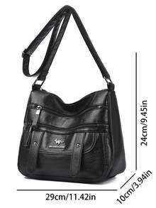 New High Quality Pu Leather Messenger Crossbody Bags For Women Luxury Designer Hand Bags Purses Ladies Shoulder Bag Sac A Mian 2025 - Black - View 5