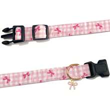 Cute Dog Collar With Bow Tie Pendant, Adjustable Soft Sweet Bow Print Pet Collar, Suitable For Small, Medium And Large Dogs - Watermelon Pink - View 3