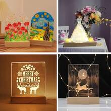 1个加厚3D亚克力发光底座，长方形实木LED夜灯，亚克力，水晶，夜灯，玻璃树脂艺术发光底座，水培植物玻璃瓶灯底座DIY照明装饰，情人节礼物个性化照片氛围灯底座，菜单展示架，USB供电 - 彩色 - 查看 5