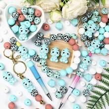 25/28/32/44颗3D恐龙硅胶珠套装(包含霸王龙、腕龙、三角龙彩色恐龙吊坠) - DIY串珠材料,适合制作钥匙扣、挂绳、笔饰和恐龙主题配饰 - 包含焦点珠和圆形珠混合组合 - 3D恐龍款式 - 查看 11