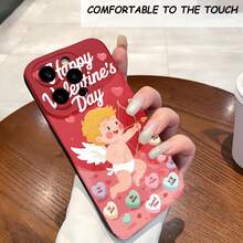 1PC Phone Case,  Happy Valentine's Day Cupid Hearts , Stylish Phone Case, Phone Decoration, All-around Lens Protection, Creative Small Gift, Funny Gift for Boys and Girls - ブラック - チェックする 1