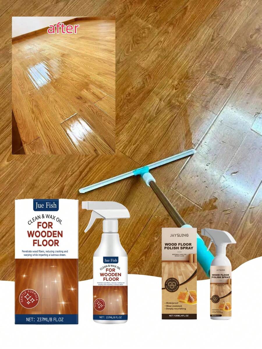 JUE FISH 1 Bottle/237ml Wood Floor Cleaner Spray/Floor Maintenance Spray/Wood Floor Stain Remover Spray. Effectively Cleans Wood Floor Surface Stains Without Damaging The Surface, Leaving The Floor Looking Brand New. Reduces Static Electricity And Daily Dust Accumulation. - 彩色 - 查看 1