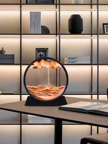 1pc 19cm 3D Round Glass Deep Sea Sand Painting Frame, Luxury Flowing Sand Art Frame, Stress Relief Home Office Decor, Bookshelf Ornament, Multiple Colors Available, Creative Furniture Accessory