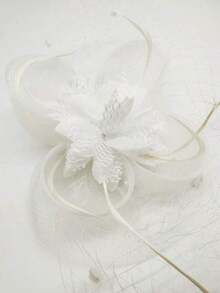 YBYR 1 Piece White Fascinator Hat 20s Pillbox Hat Tea Party Hat Kentucky Derby Wedding Headwear For Women Mini Hats Tiny Hats Mini Top Hat Mini Cap, School Stuff, Gifts, Hair Accessories, Gala Night - trắng - Xem 5