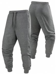 Quần nữ màu trơn, có túi và khóa kéo, kiểu dáng tối giản, thoải mái, phù hợp cho mùa xuân, thu và hè. - Màu xám đen - Xem 7