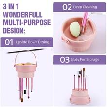 Silicone Washing Bowl Makeup Brush Folding Makeup Brush Cleaning Box Make-Up Egg Drying Tool Set Storage Artifact - Multicolor - View 4