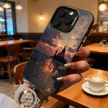 Funda de Teléfono Impresión de Paisaje de Castillo Gris al Atardecer para Modelos de  y  Adecuada para Todas las Estaciones Opción de Regalo Ideal - Plateado - Ver 3