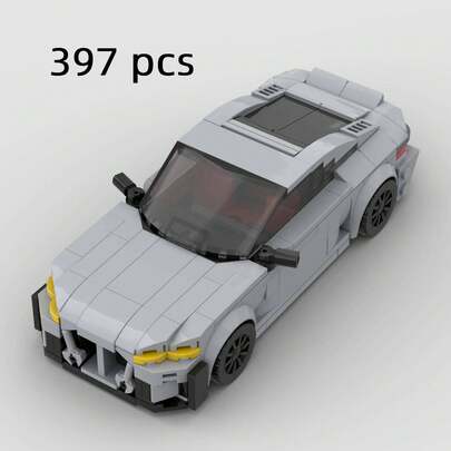 MIKEMENG Grå/svart/röd klassisk vuxenbyggklossset, gör-det-själv-byggklossbil/sportbilsleksak, City Technology Champion Cup-serien, lämplig som present till pojkvän/make på alla hjärtans dag, födelsedag, Halloween, jul och för heminredning och samling