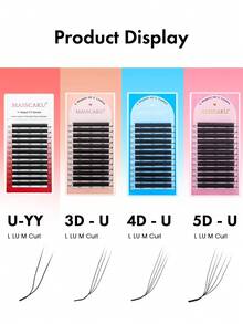 MASSCAKU 12 filas de pestañas postizas de visón natural gruesas en forma de abanico pre-armadas con forma en U, 3D, 4D y 5D, con rizo en forma de U y W Bloom - Negro - Ver 8
