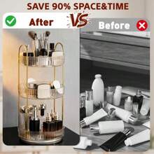 Organizator de machiaj transparent rotativ la 360° - Suport detașabil pentru sticle înalte, capacitate mare, rezistent la sarcină, potrivit pentru toaleta din baie, poate depozita produse de îngrijire a pielii și parfumuri - Multicolor - Vizualizare 8
