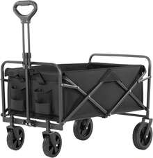 Carrito Plegable con Ruedas Giratorias y Puerta Lateral - Portátil para Carga Extra Larga hasta 150 Kg, Plegado Fácil por Mujeres Adultas, Transporte de Mercancías, Niños y Mascotas - Negro - Ver 9