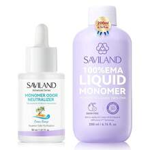 SAVILAND Monomer Acrylic Nail: 4 Oz Acrylic Monomer With  12 Acrylic Nail Brush Acrylic Powder Application, Non-Yellowing Acrylic Nail Monomer Home & Nail Salon Use - 6.76 液盎司單體 + 除臭劑 - 查看 12